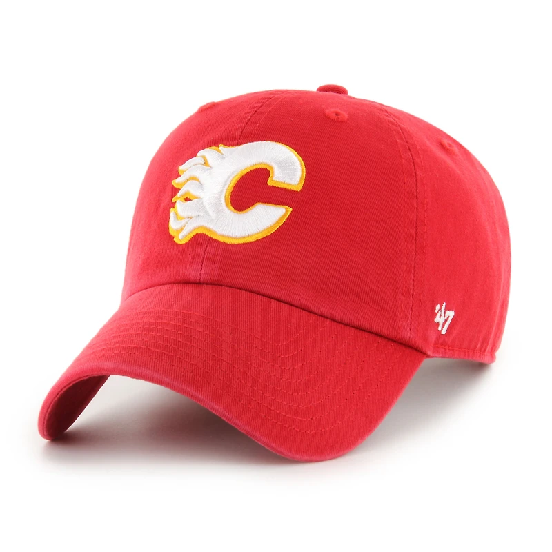 Men's '47  Red Calgary Flames Core Logo Clean Up Adjustable Hat