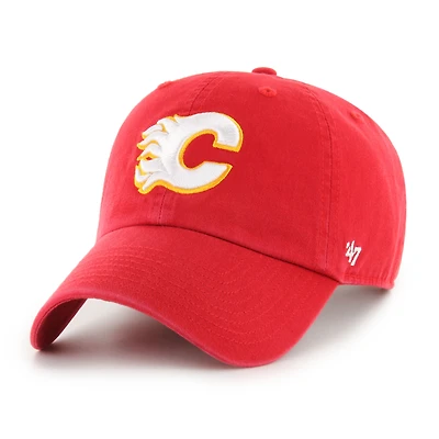 Men's '47  Red Calgary Flames Core Logo Clean Up Adjustable Hat