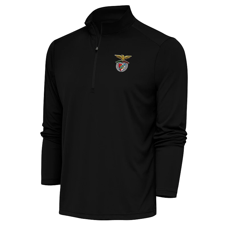 Men's Antigua Black Benfica Statement Quarter-Zip Pullover