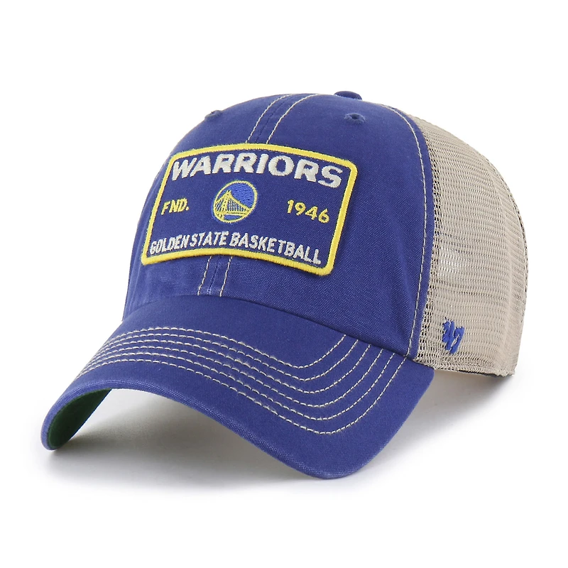 Men's '47 Royal/Tan Golden State Warriors Wabash Patch Clean Up Adjustable Hat