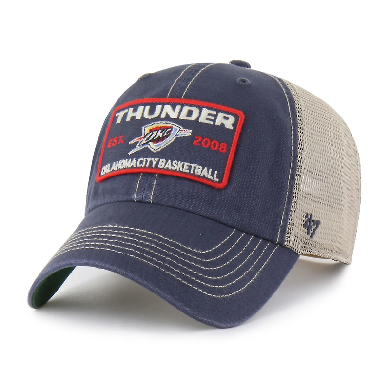Men's '47 Navy/Tan Oklahoma City Thunder Wabash Patch Clean Up Adjustable Hat