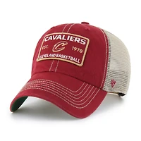 Men's '47 Wine/Tan Cleveland Cavaliers Wabash Patch Clean Up Adjustable Hat
