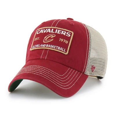 Men's '47 Wine/Tan Cleveland Cavaliers Wabash Patch Clean Up Adjustable Hat