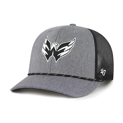 Men's '47  Gray Washington Capitals Carbon Rope Trucker Adjustable Hat