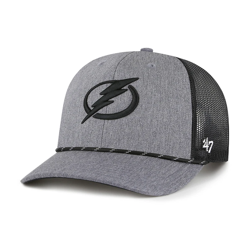 Men's '47  Gray Tampa Bay Lightning Carbon Rope Trucker Adjustable Hat