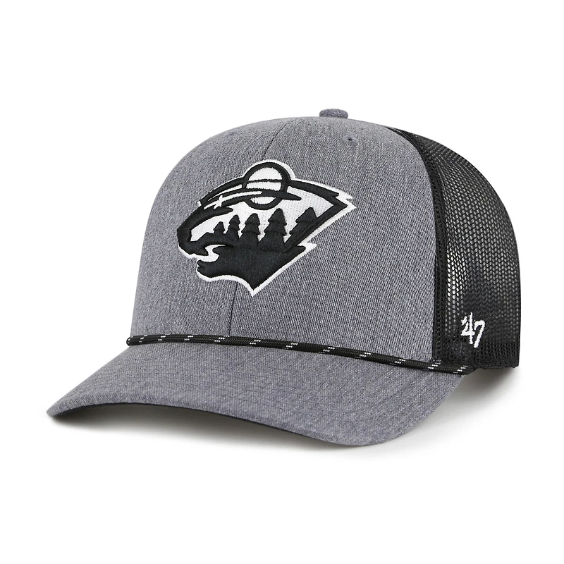 Men's '47  Gray Minnesota Wild Carbon Rope Trucker Adjustable Hat
