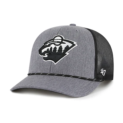 Men's '47  Gray Minnesota Wild Carbon Rope Trucker Adjustable Hat