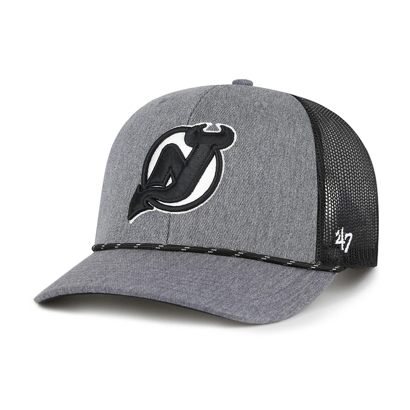 Men's '47  Gray New Jersey Devils Carbon Rope Trucker Adjustable Hat