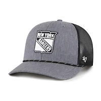Men's '47  Gray New York Rangers Carbon Rope Trucker Adjustable Hat