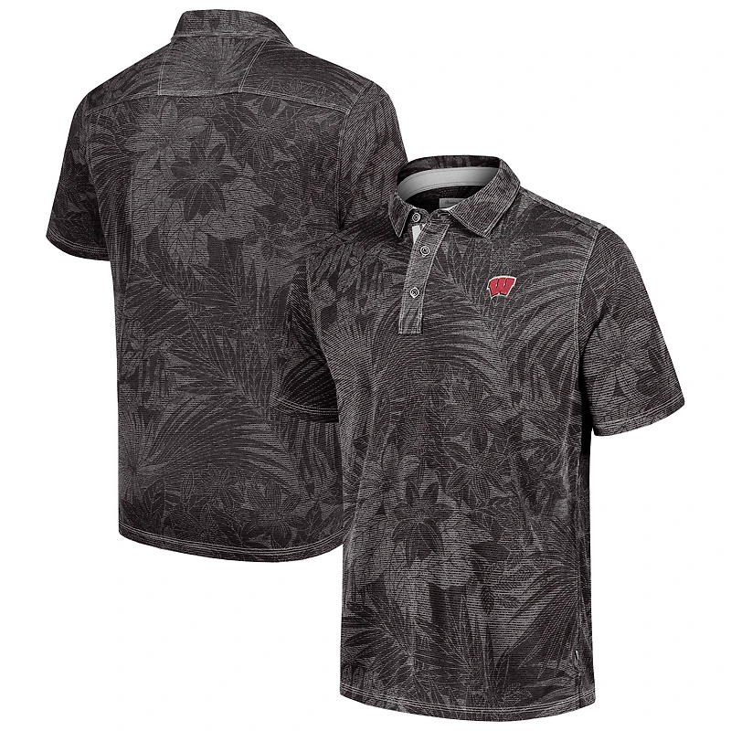 Men's Tommy Bahama  Black Wisconsin Badgers Sport Santiago Paradise Polo