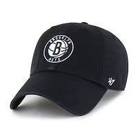 Men's '47  Black Brooklyn Nets Core Logo Clean Up Adjustable Hat