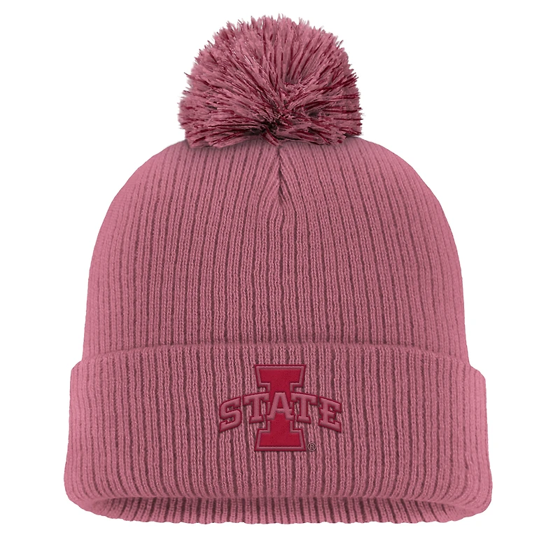 Men's Nike Pink Iowa State Cyclones Tonal Peak Cuffed Knit Hat with Pom
