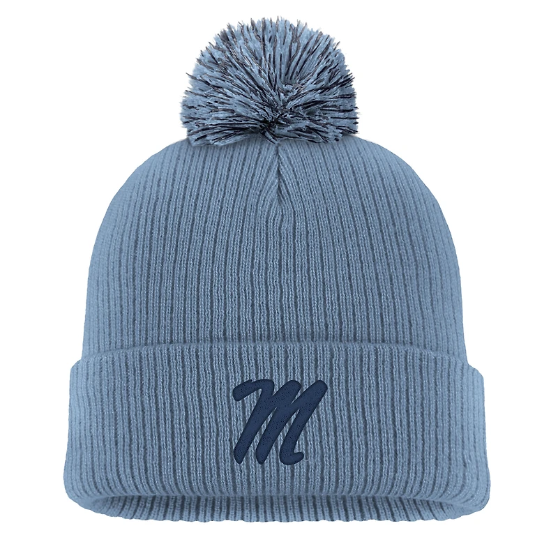 Men's Nike Blue Ole Miss Rebels Tonal Peak Cuffed Knit Hat with Pom