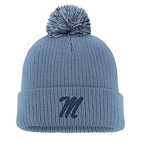 Men's Nike Blue Ole Miss Rebels Tonal Peak Cuffed Knit Hat with Pom