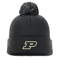 Men's Nike Black Purdue Boilermakers Tonal Peak Cuffed Knit Hat with Pom