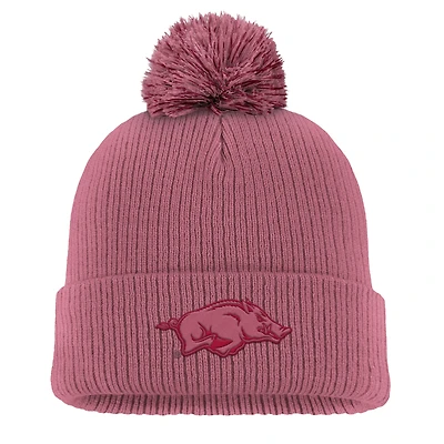 Men's Nike Pink Arkansas Razorbacks Tonal Peak Cuffed Knit Hat with Pom