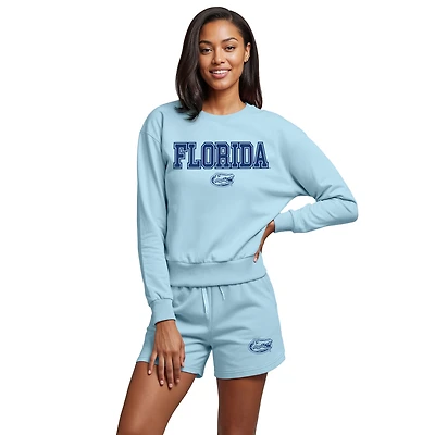 Women's Concepts Sport  Light Blue Florida Gators Elevation Tri-Blend Long Sleeve Top & Short Set
