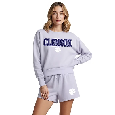 Women's Concepts Sport  Light Purple Clemson Tigers Elevation Tri-Blend Long Sleeve Top & Short Set