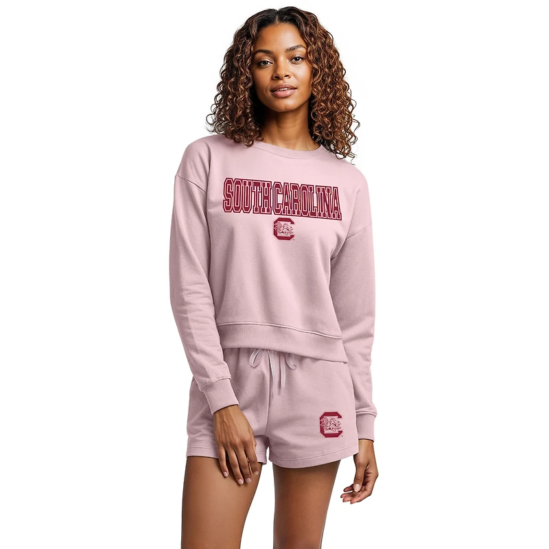 Women's Concepts Sport Pink South Carolina Gamecocks Elevation Tri-Blend Long Sleeve Top & Short Set