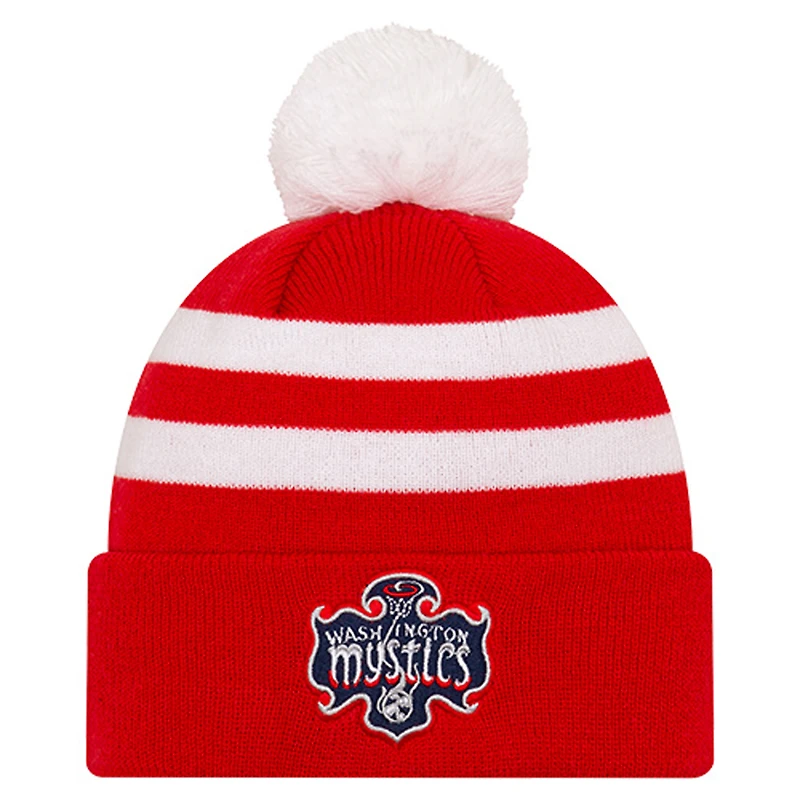 Unisex New Era Red Washington Mystics Core Cuffed Knit Hat with Pom
