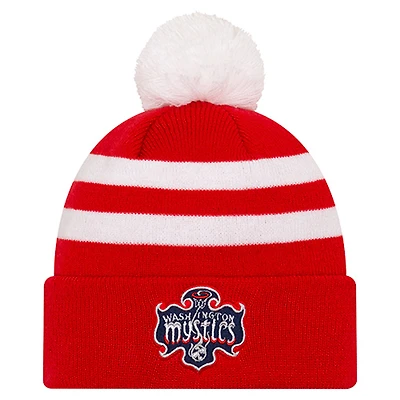 Unisex New Era Red Washington Mystics Core Cuffed Knit Hat with Pom