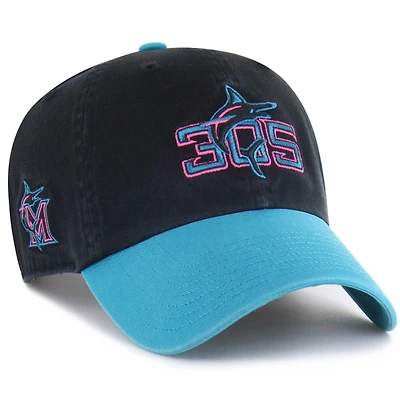 Men's '47 Black Miami Marlins City Connect Clean Up Adjustable Hat