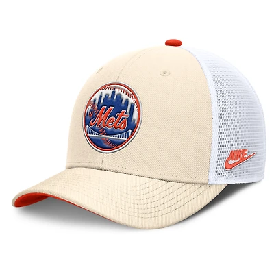Men's Nike  Natural New York Mets Cooperstown Collection Dri-FIT Rise Trucker Adjustable Hat