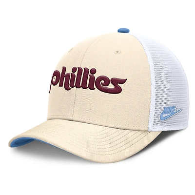 Men's Nike  Natural Philadelphia Phillies Cooperstown Collection Dri-FIT Rise Trucker Adjustable Hat
