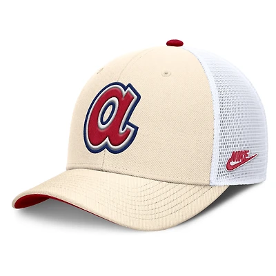 Men's Nike  Natural Atlanta Braves Cooperstown Collection Dri-FIT Rise Trucker Adjustable Hat