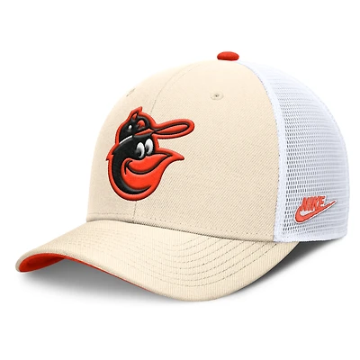 Men's Nike  Natural Baltimore Orioles Cooperstown Collection Dri-FIT Rise Trucker Adjustable Hat