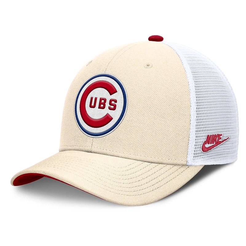 Men's Nike  Natural Chicago Cubs Cooperstown Collection Dri-FIT Rise Trucker Adjustable Hat