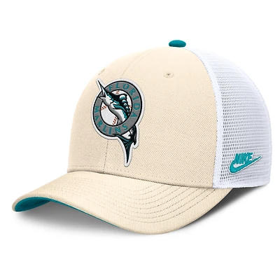 Men's Nike  Natural Florida Marlins Cooperstown Collection Dri-FIT Rise Trucker Adjustable Hat