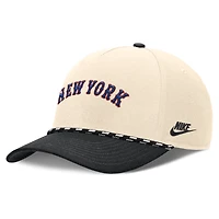 Men's Nike Natural/Black New York Mets Cooperstown Collection Rise Adjustable Hat