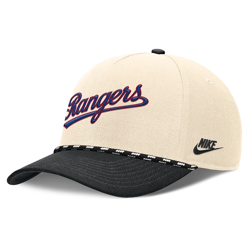 Men's Nike Natural/Black Texas Rangers Cooperstown Collection Rise Adjustable Hat
