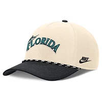 Men's Nike Natural/Black Florida Marlins Cooperstown Collection Rise Adjustable Hat