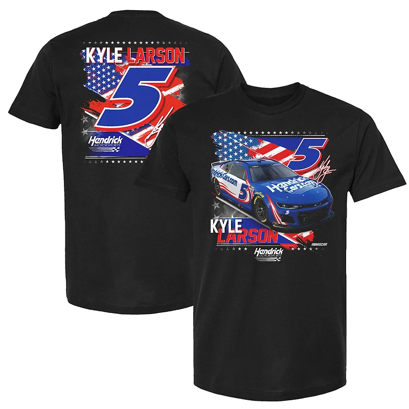 Men's Hendrick Motorsports Team Collection Black Kyle Larson HendrickCars.com Patriotic Car T-Shirt