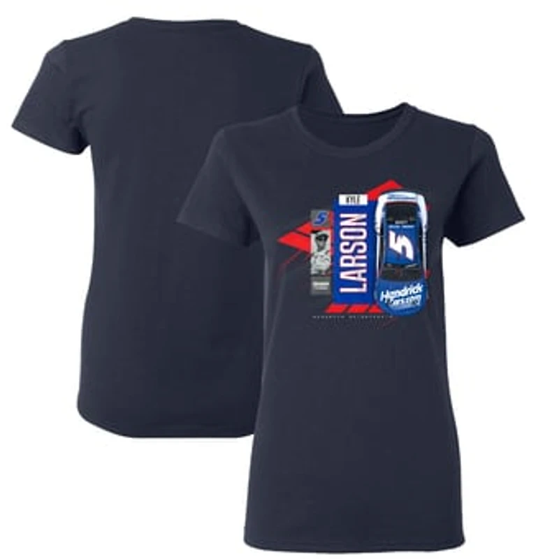 Women's Hendrick Motorsports Team Collection  Navy Kyle Larson Valvoline Car T-Shirt