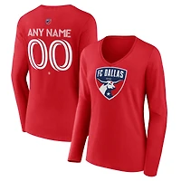 Women's Red FC Dallas Custom Team Authentic Long Sleeve V-Neck T-Shirt