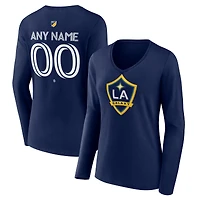 Women's Navy LA Galaxy Custom Team Authentic Long Sleeve V-Neck T-Shirt