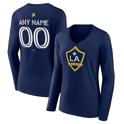 Women's Navy LA Galaxy Custom Team Authentic Long Sleeve V-Neck T-Shirt