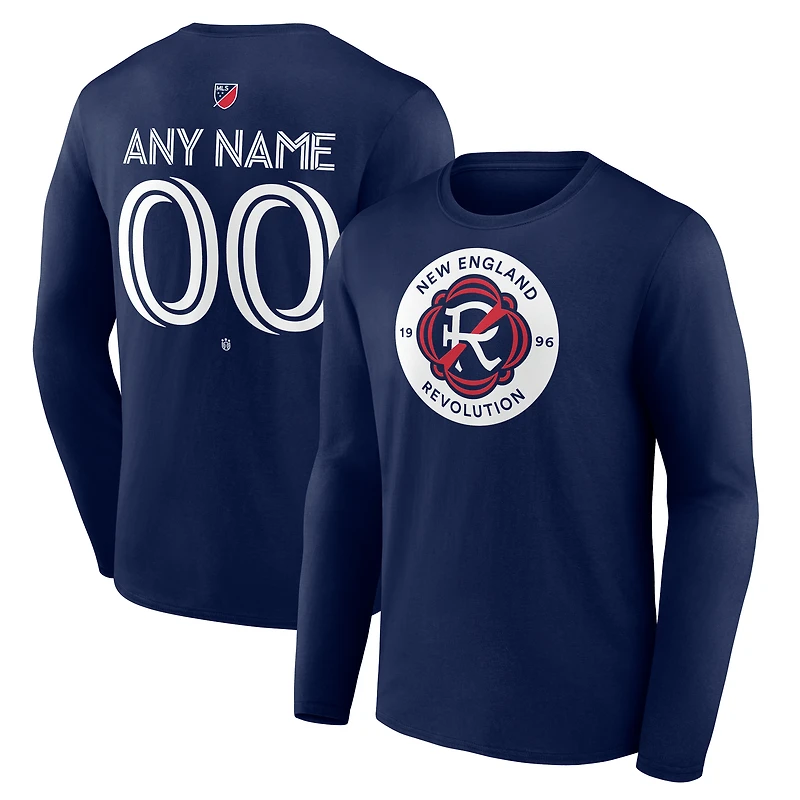 Men's Navy New England Revolution Custom Team Authentic Long Sleeve T-Shirt