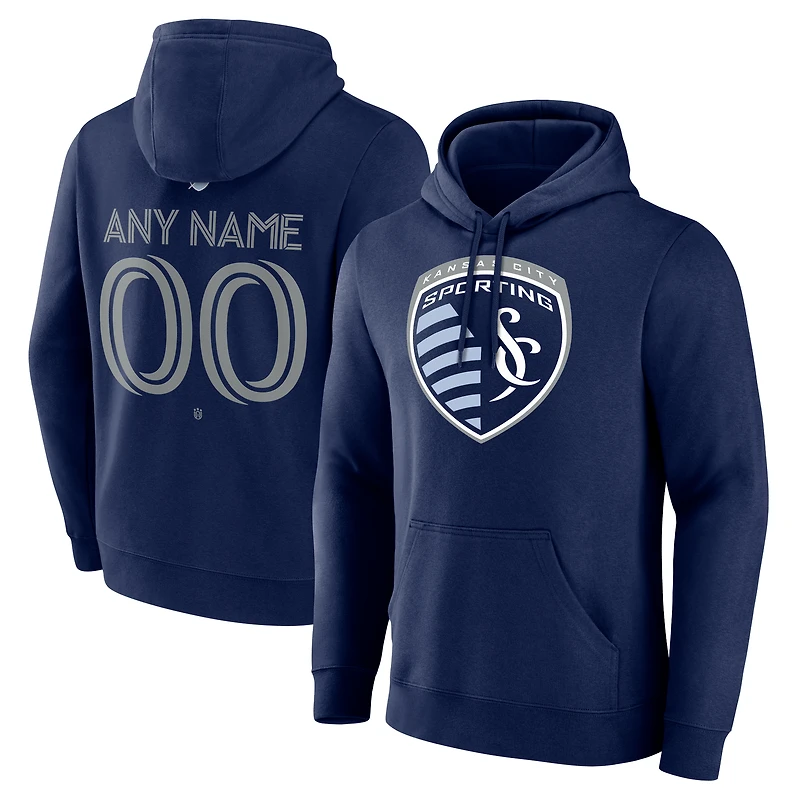 Men's Navy Sporting Kansas City Custom Team Authentic Pullover Hoodie
