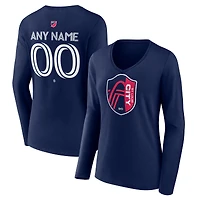 Women's Navy St. Louis City SC Custom Team Authentic Long Sleeve V-Neck T-Shirt