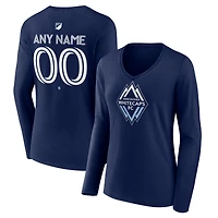 Women's Navy Vancouver Whitecaps FC Custom Team Authentic Long Sleeve V-Neck T-Shirt