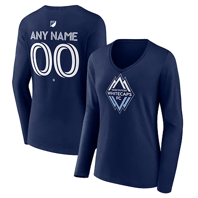 Women's Navy Vancouver Whitecaps FC Custom Team Authentic Long Sleeve V-Neck T-Shirt
