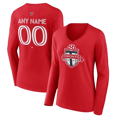 Women's Red Toronto FC Custom Team Authentic Long Sleeve V-Neck T-Shirt