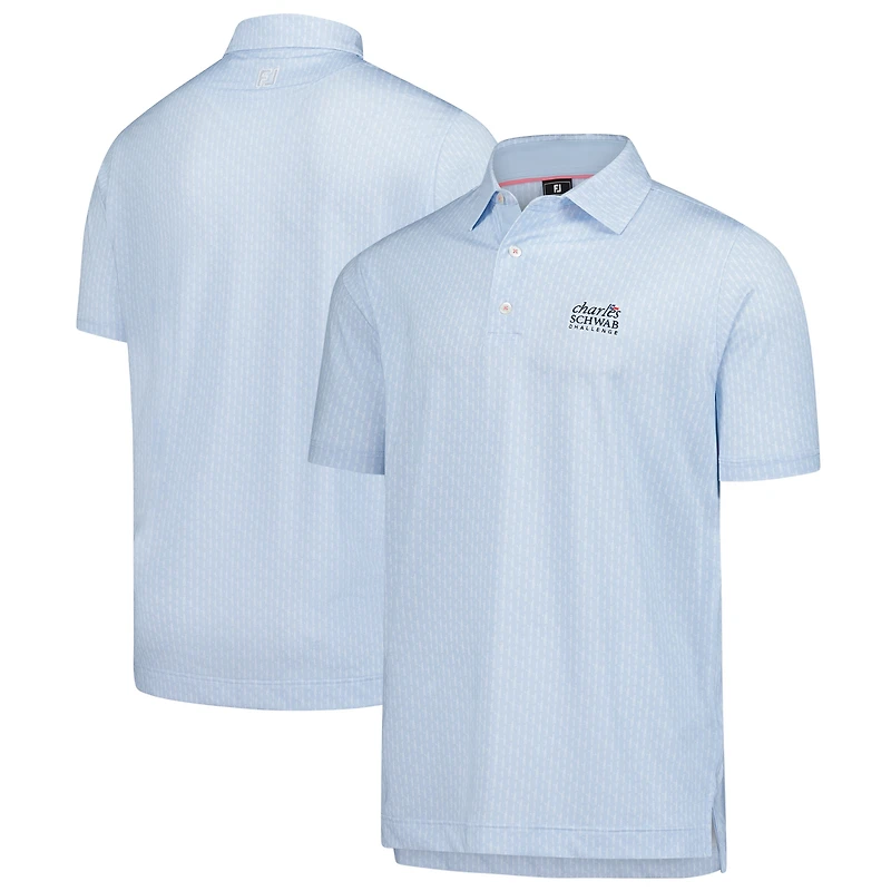 Men's FootJoy  Light Blue The Charles Schwab Challenge Figure Print Lisle ProDry Polo