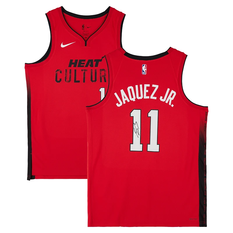 Jaime Jaquez Jr. Miami Heat Autographed Red Nike 2024-25 City Edtion Swingman Jersey