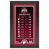 Highland Mint Ohio State Buckeyes Nine-Time Football National Champions 12" x 20" Legacy Silver Minted Coin Panoramic Photo