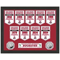 Highland Mint Ohio State Buckeyes Nine-Time Football National Champions 12'' x 15'' Banner Silver Coin Photo Mint